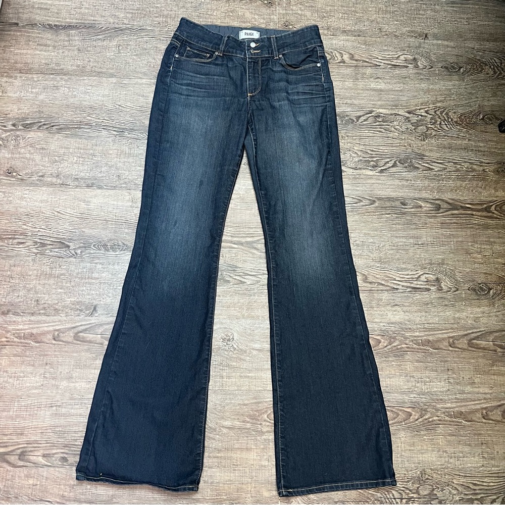 Paige Hidden Hills Bootcut Dark Wash Mid Rise Denim Jeans 30x34